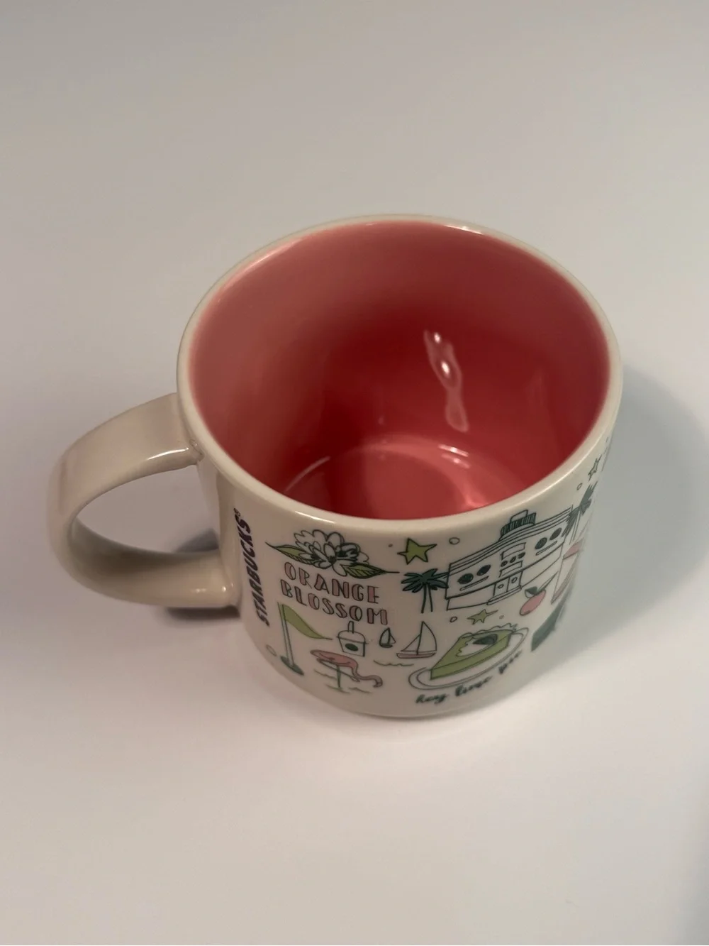 Starbucks Florida Sunshine State Ceramic Mug with Pink Interior
